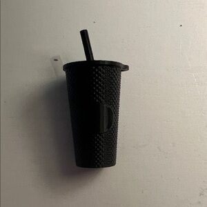 Textured Black Reusable tumbler keychain with Straw